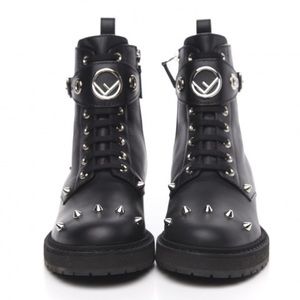 FENDI VITELLO STUDDED COMBAT BOOT